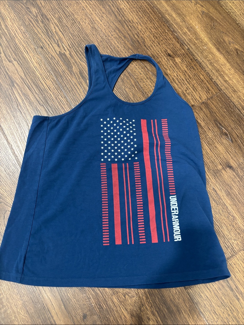 Under Armour Navy Red & White American Flag Racerback Swim Coverup